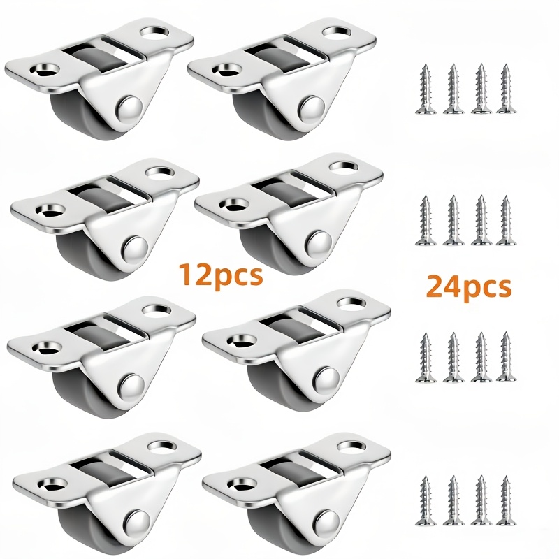 TEMU 36pcs Set: 12pcs Wheels + 24pcs Screws. Tatami Baseboard Wheels, Drawer Wheels, Directional Mini Furniture Swivel Casters, 0.5 Inch - Compact