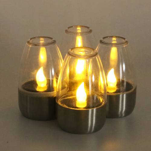 6pcs pack led candle lights outdoor suitable for patio deck solar charged for lawn with controlled flameless plastic no