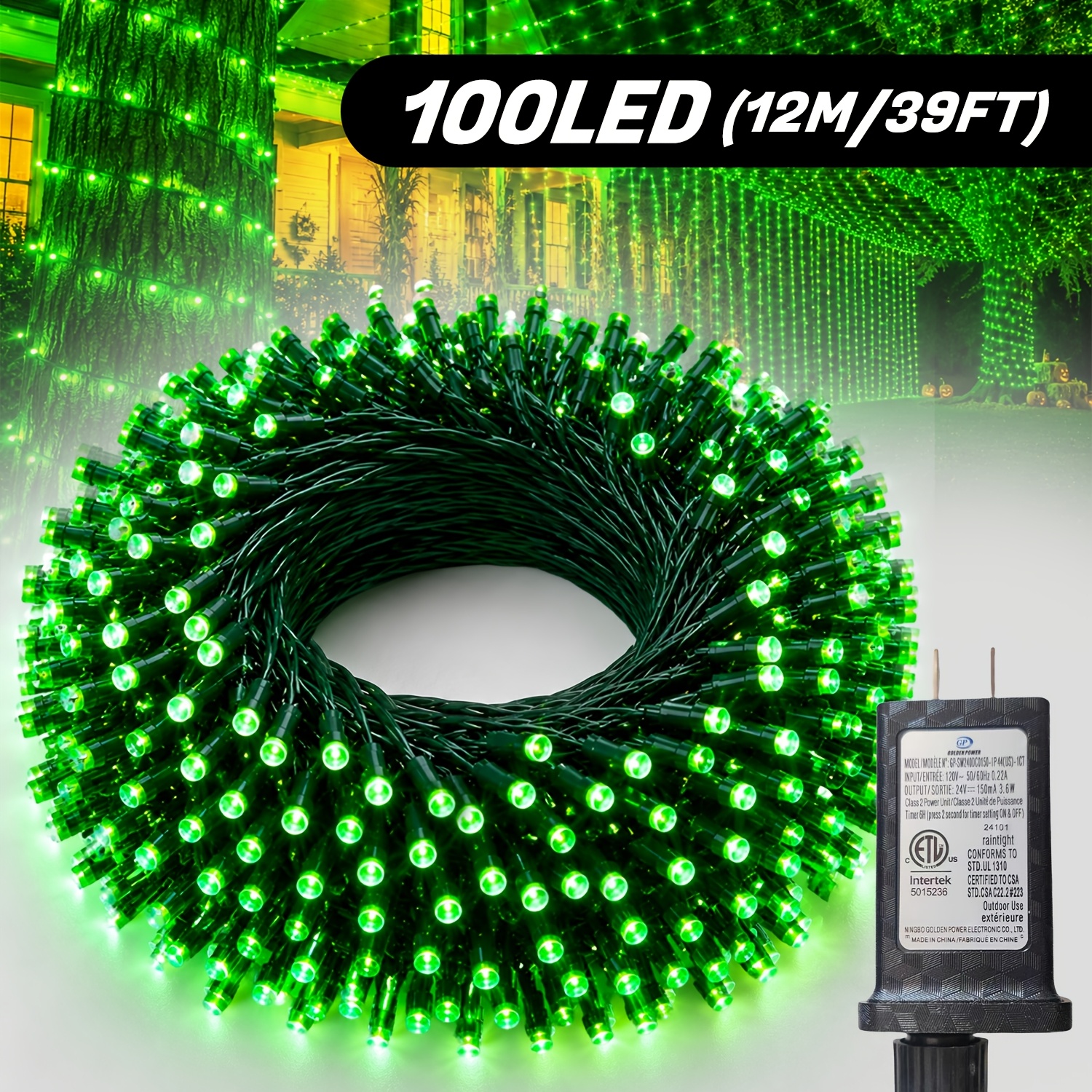 TEMU 1 Fairy String Lights, 120v Plug- Color Lights, Soft Dark Green Pvc Wire With Multiple For Patio, Tree, Party, Haunted House, Halloween,