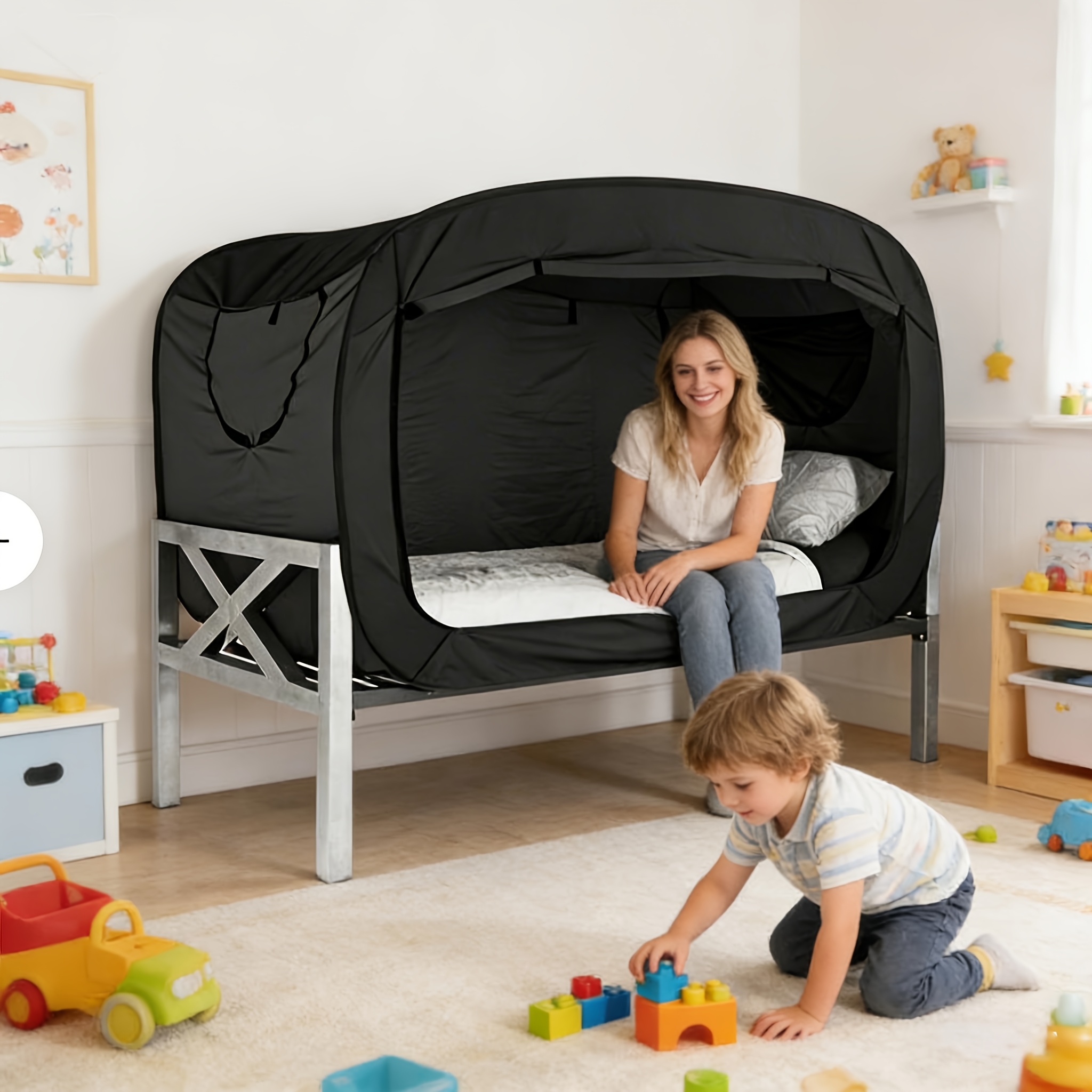 Camping Private Tent, 2-Door Tent Breathable And Shading Home Comfortable Easy Setup Enclosed Shelter Portable Mattress Double-Door Tent Reinforced Seams Shading Outdoor Camping Tent, Suitable for Indoor And Outdoor, Avoiding Mosquito Bites