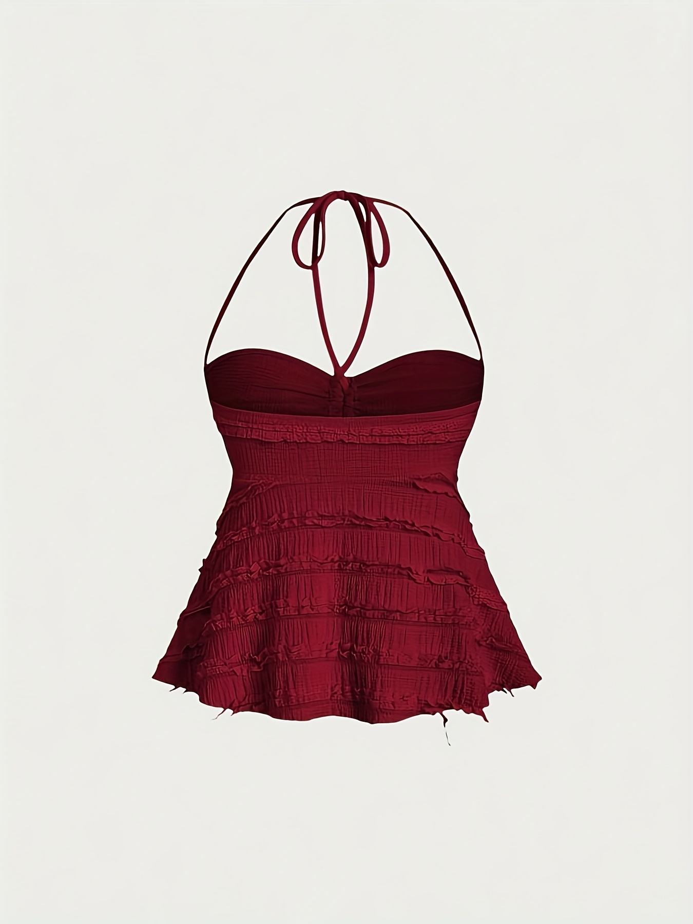 Nianian Select Y2K Off-Shoulder Halter Neck Tank Top - Solid Color Ruffled Bow Detail, Machine Washable Lightweight All-Season Women's Sexy Backless Top