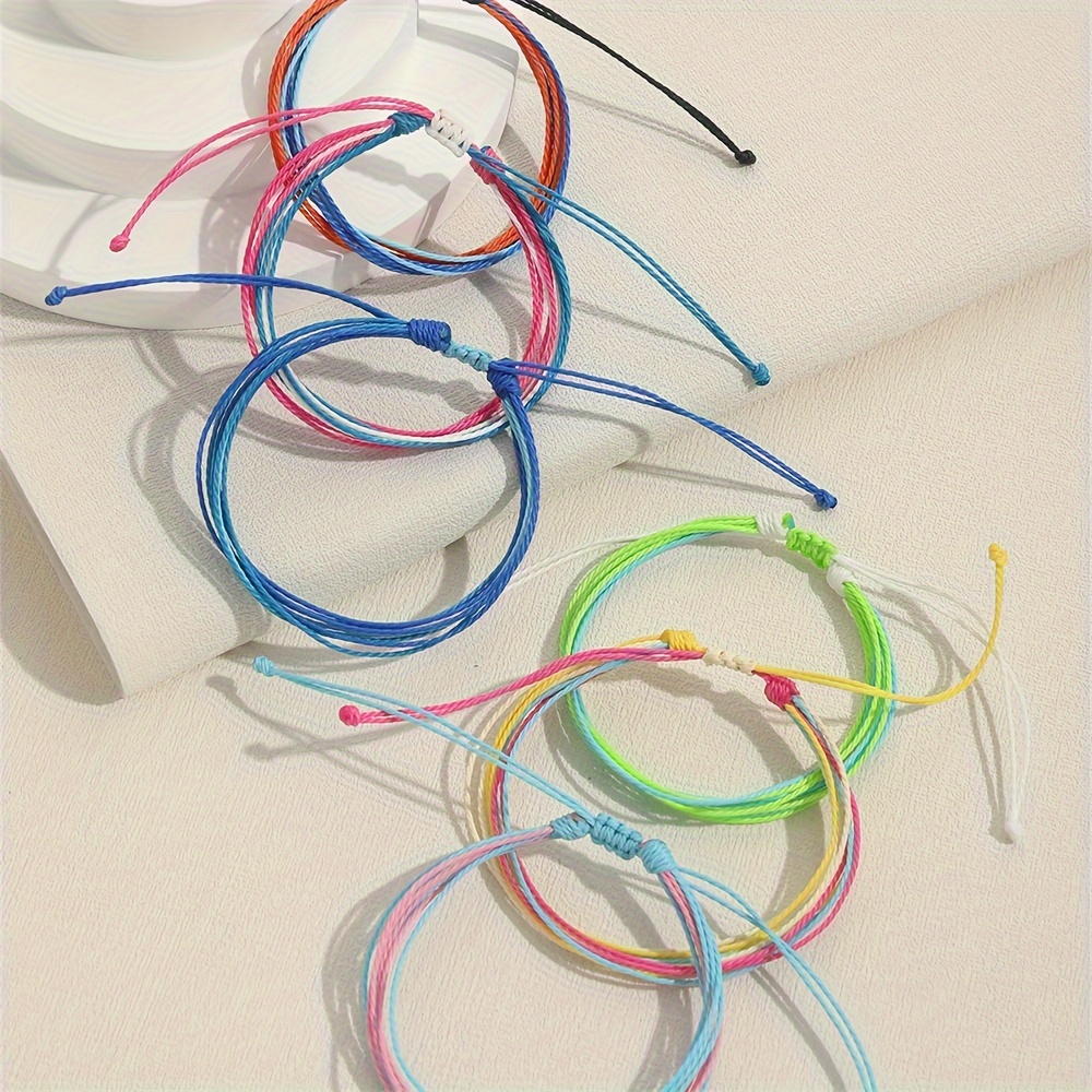 6 Pack Bohemian Waterproof Adjustable Pull String Bracelets