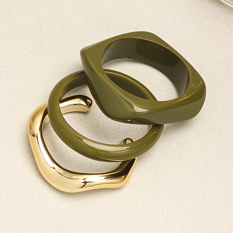 TEMU Juego de 3 pulseras de brazalete irregulares de vintage elegantes, adecuadas para uso diario, salidas de compras, viajes de vacaciones,
