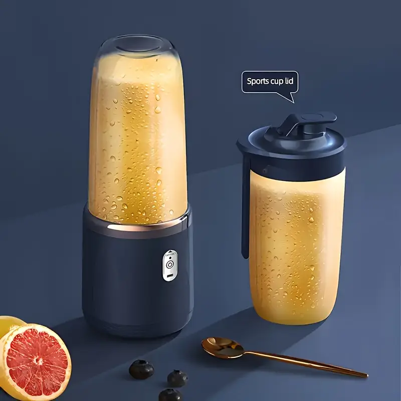juicer portable usb rechargeable cup with with two removable food grade abs round juicing cups and a cap push button control for on the go juices shakes and more gift giving details 9