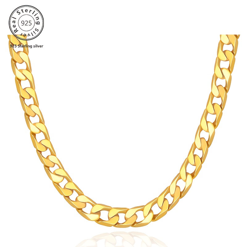 

5mm 18k Gold Plated Italian Cuban 925 Gold Women's Necklace, Hip Hop, Men And Women, Simple And , High-end Necklace, , Birthday Gift, Festival Gift, With Gift Box