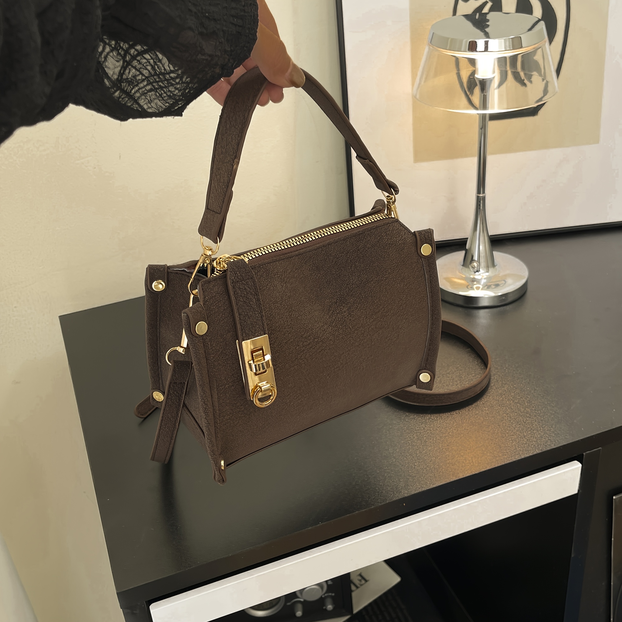 TEMU Fashionable Retro Commuting Versatile High-end Casual Trendy Stylish Crossbody Bag For Women, Suitable For Work, Commuting, School, Portability,