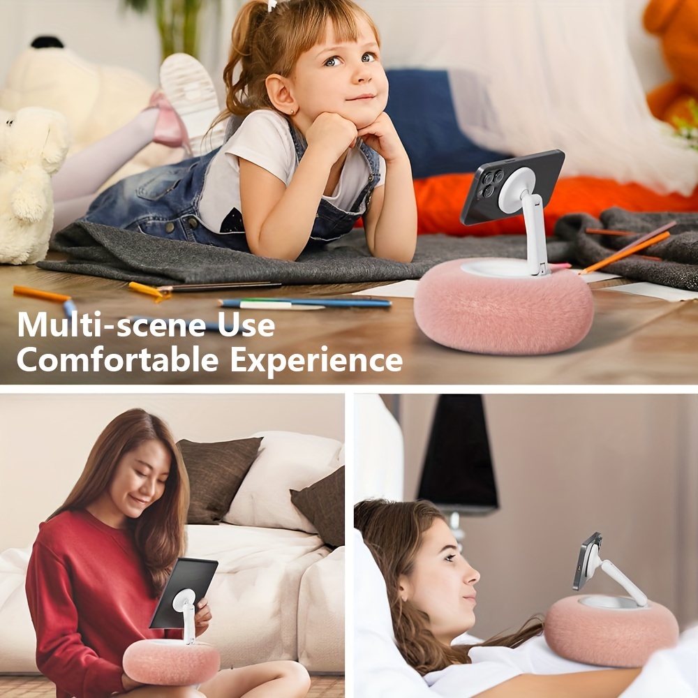 Compact Magnetic Stand for Mini Pillows, Small Snack Bowl, Storage Container, Featuring a Robust Magnetic Link, Stable And Slip-Resistant, Made of Soft-Touch Material, Portable Size, Easy to Fold And Store, Ideal for Live Streaming, Reading