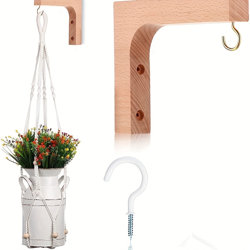 2 Packs 8 Inch Plant Hanger Wall Planters Indoor Plants Wooden Wall Mounted  Hanging Plant Hooks Basket Hooks Lanterns Flower Bracket Wind Chimes  Decoration, High-quality & Affordable