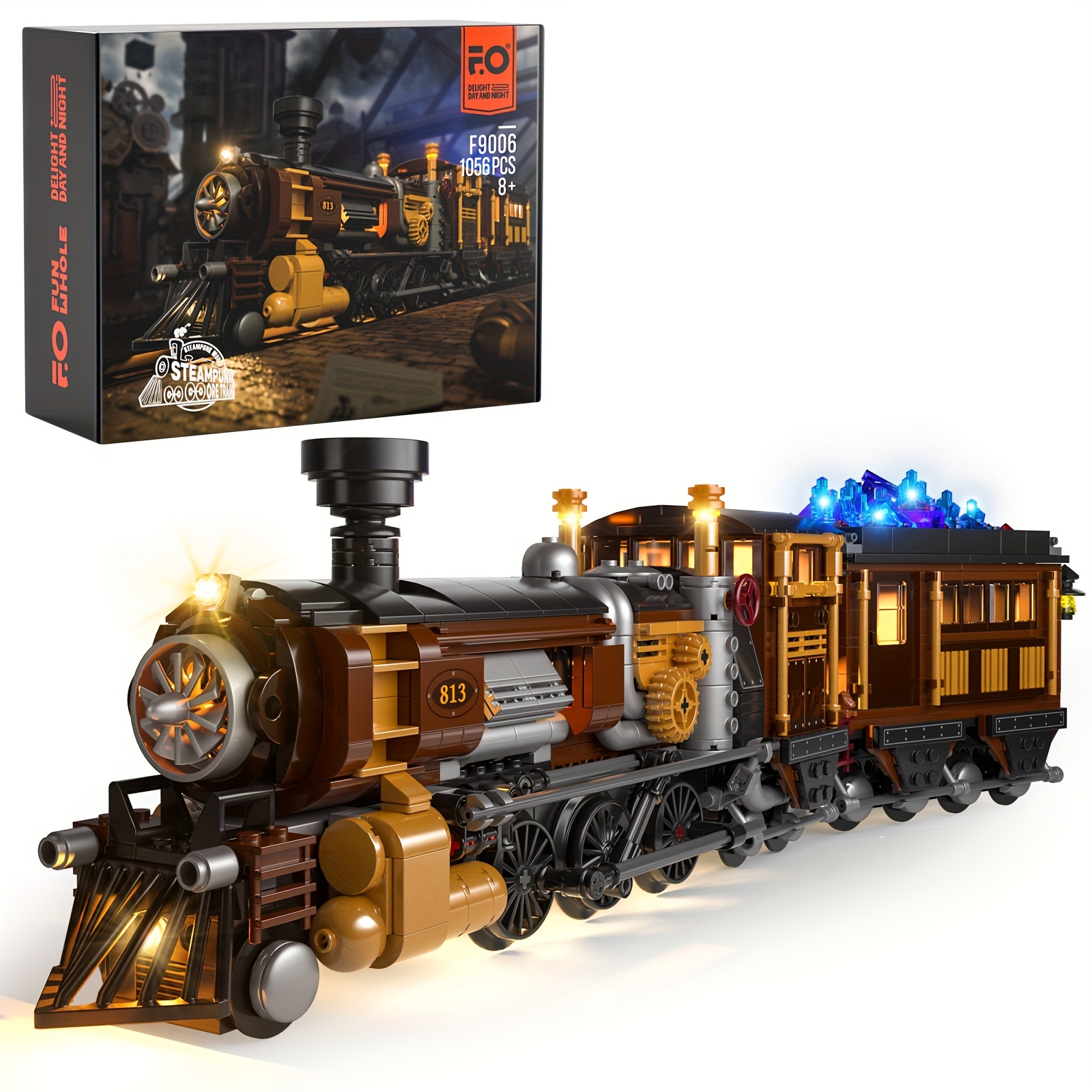 

Funwhole Building Bricks Set -1056pcs- Steampunk Ore Train Led Set, Holiday Gift For Adults And Teens Christmas Gifts