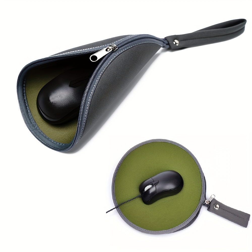 TEMU Tapis de souris d'extérieur, sac de rangement pour souris, portable pour voyages d'affaires, tapis de souris pour bureau d'ordinateur