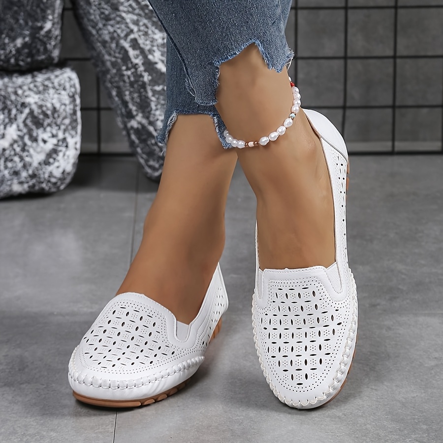 Image of Ladies' Lightweight And Comfortable Flat Shoes - Artificial Cover Casual Shoes With Cushioned Tpr Soles, Round Toe And Multi- Design, Suitable For Casual Wear, Women Shoes
