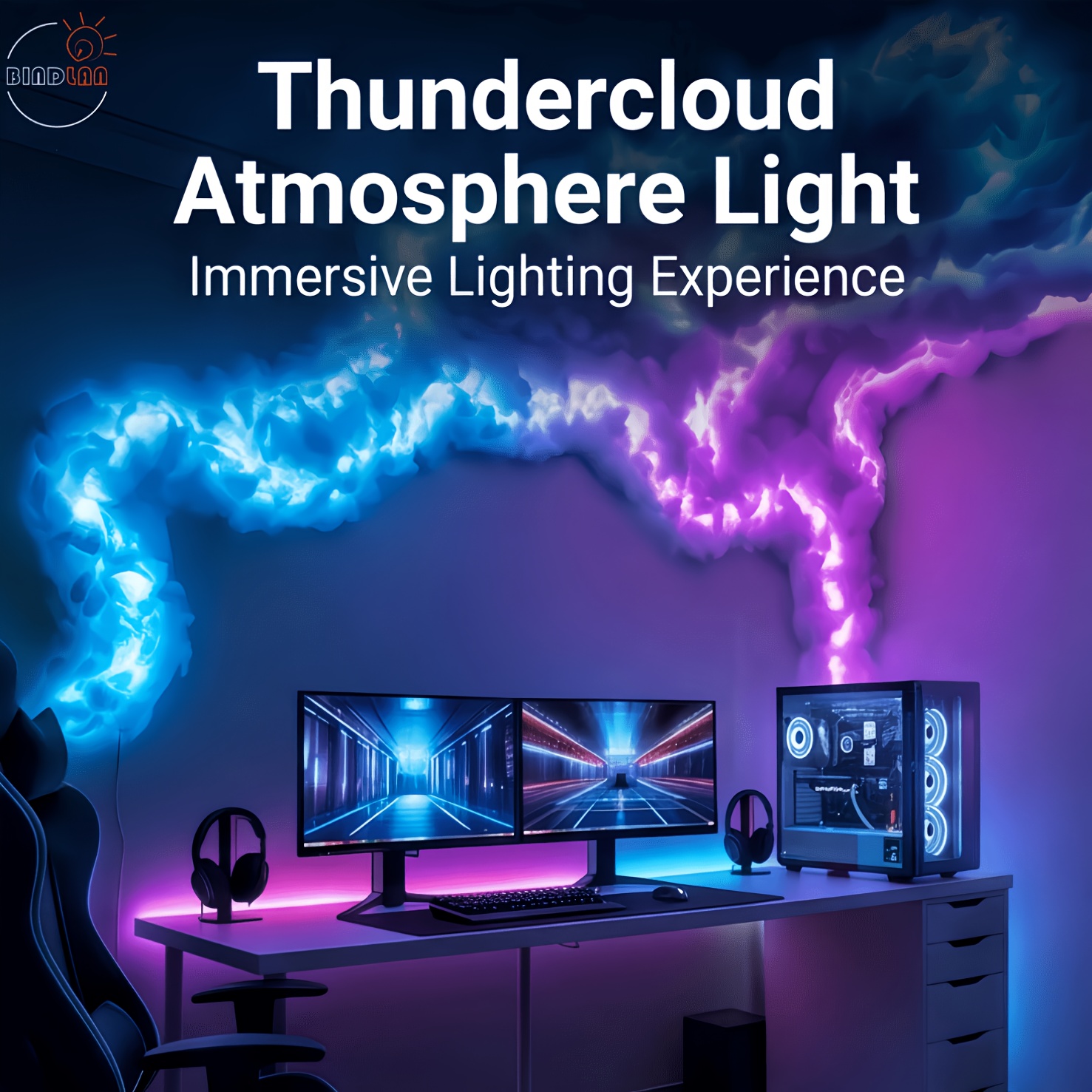 RGB Multi-Color 8m Oversized 3D Thundercloud Light