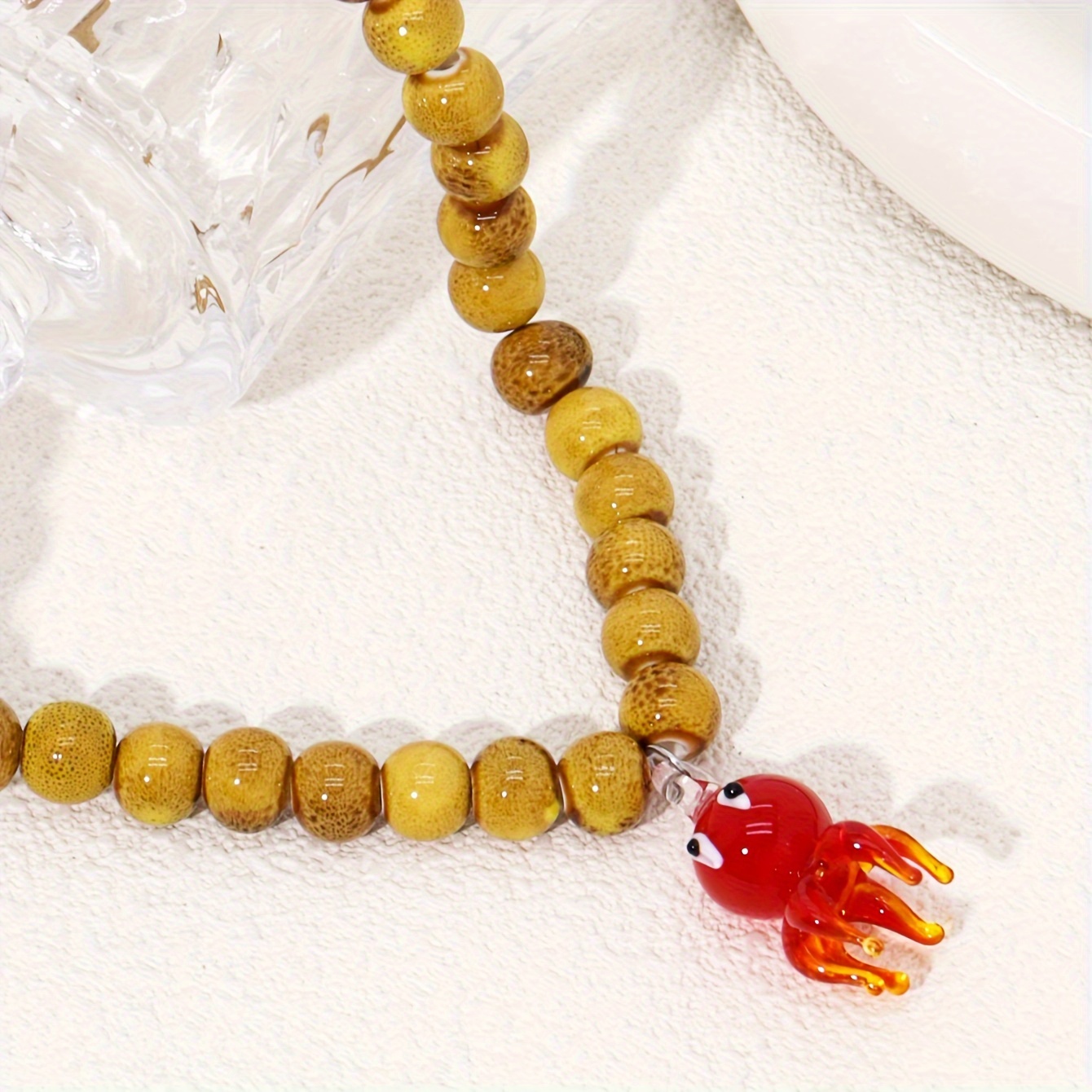 Bohemian Tropical Glass Octopus Pendant Necklace, Handmade
