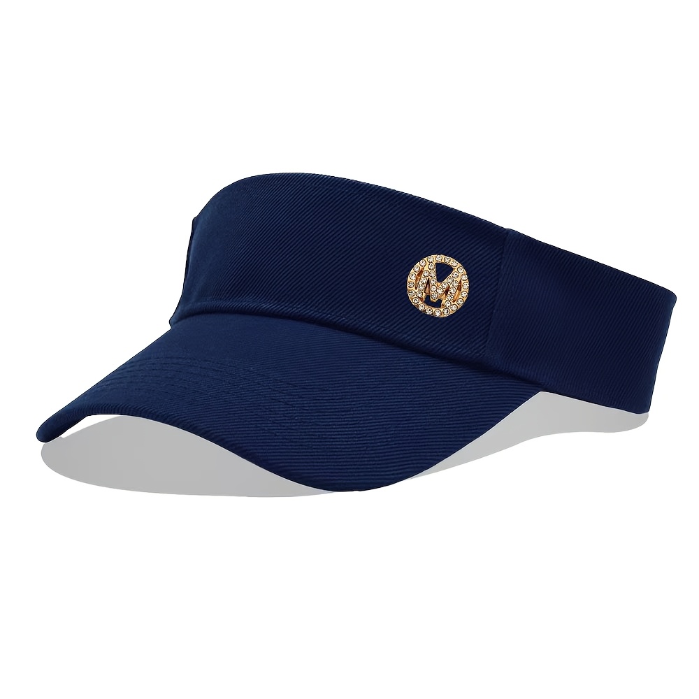 TEMU 1pc M Size Rhinestone Pattern Solid Color Empty Top Baseball , Unisex Versatile Sports No-peak Hat, Suitable For Outdoor Running, Cycling, Golf,