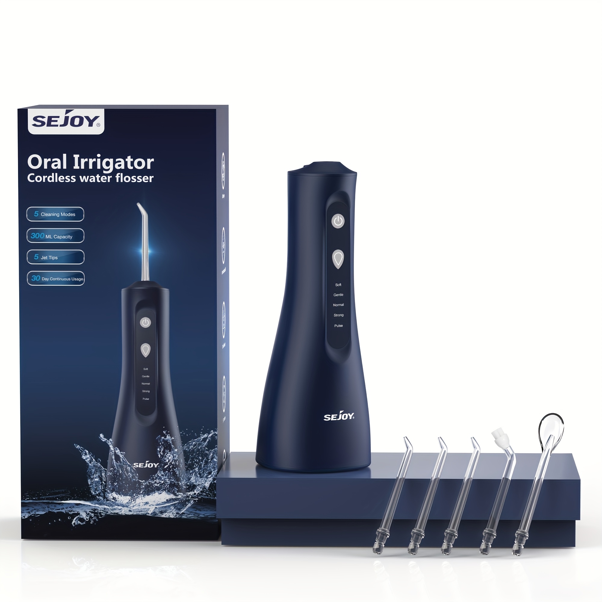 Sejoy Cordless Water Flosser with 5 Replacement Nozzles