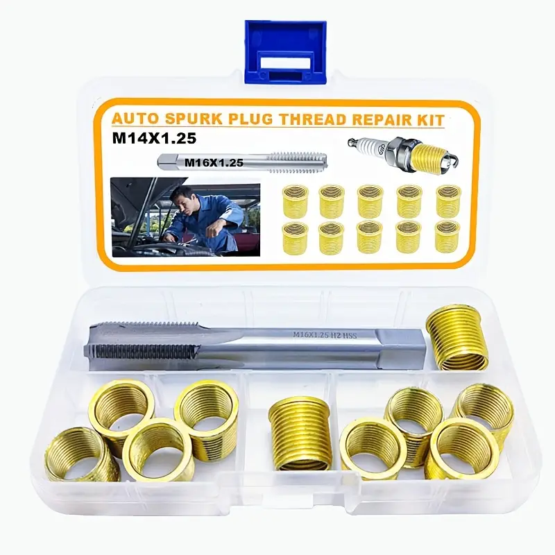 11-Piece Spark Plug Thread Repair Kit – M14x1.25 Inserts With Tools – Universal Set