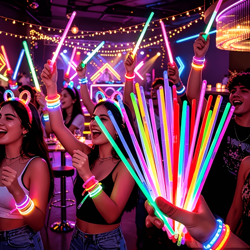 Image of 88pcs Glow Stick Mixed Set, Neon Luminous Sticks, Fluorescent Sticks Party Supplies Set, Glowing Signs And Wristbands, Suitable For Weddings, Birthday Parties, Christmas Holiday Parties, Halloween