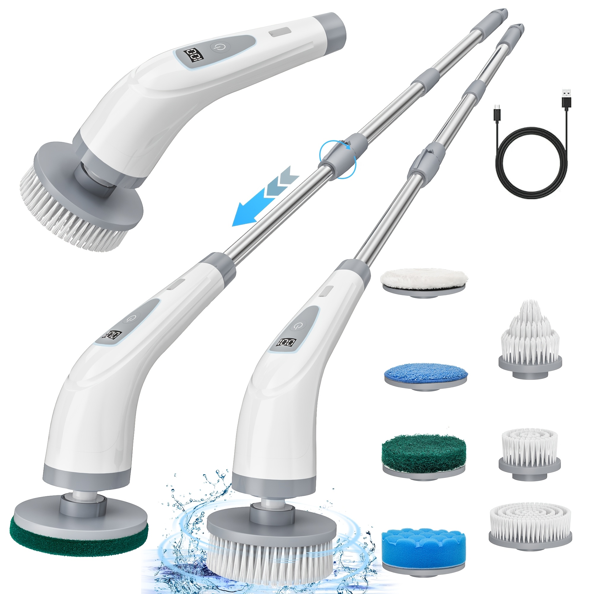 Judavry Laveuse Rotative Électrique, Brosse de Nettoyage sans Fil À