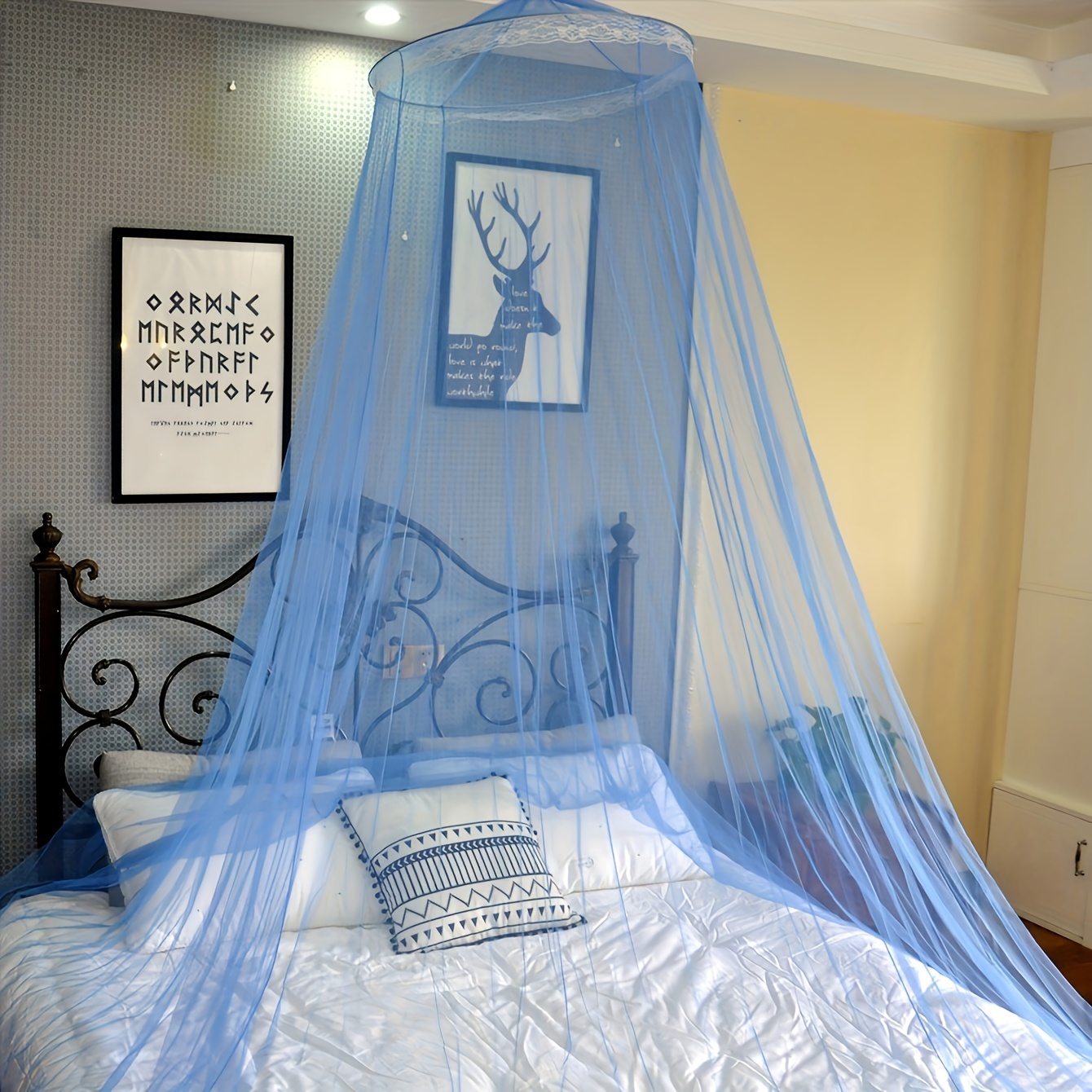 1pc, Dome Net For Bedroom, Lace Top And Door, Bed Canopy, Suitable For Single, Double, And Queen Beds, Bedroom Decor