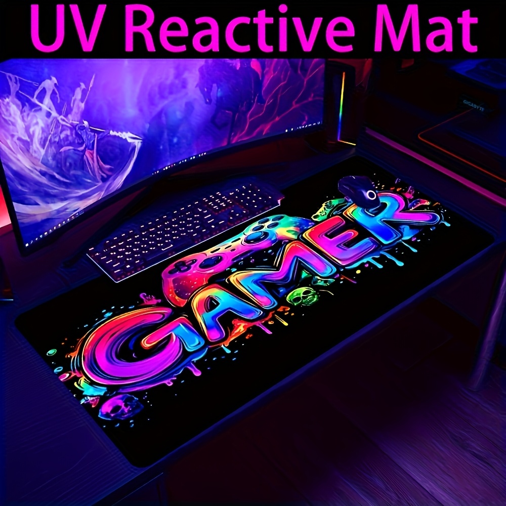 1pc Large Gaming Desk Mat With Console Print - Non-slip Rubber Base & Washable Smooth Suitable For And Office Use, Thick Mouse Pad For Pc, Computer, Console Gaming Desk Accessory