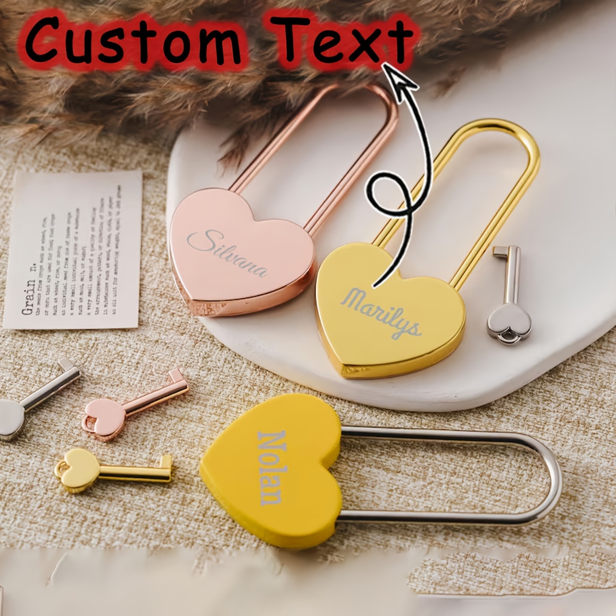 Custom Engraved Heart-Shaped Chain Padlock