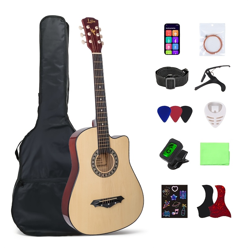 38-inch Basswood Acoustic Guitar, Gloss Finish Guitar Bundle,... product image 12