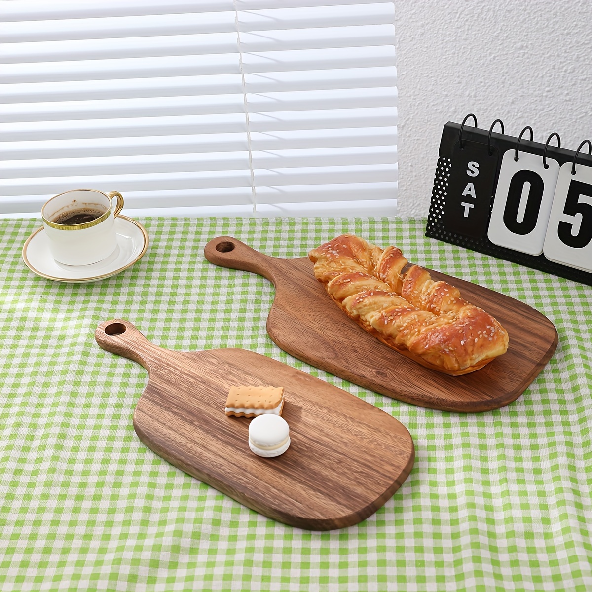 acacia wood cutting boards for food contact bread board and cheese tray set details 3