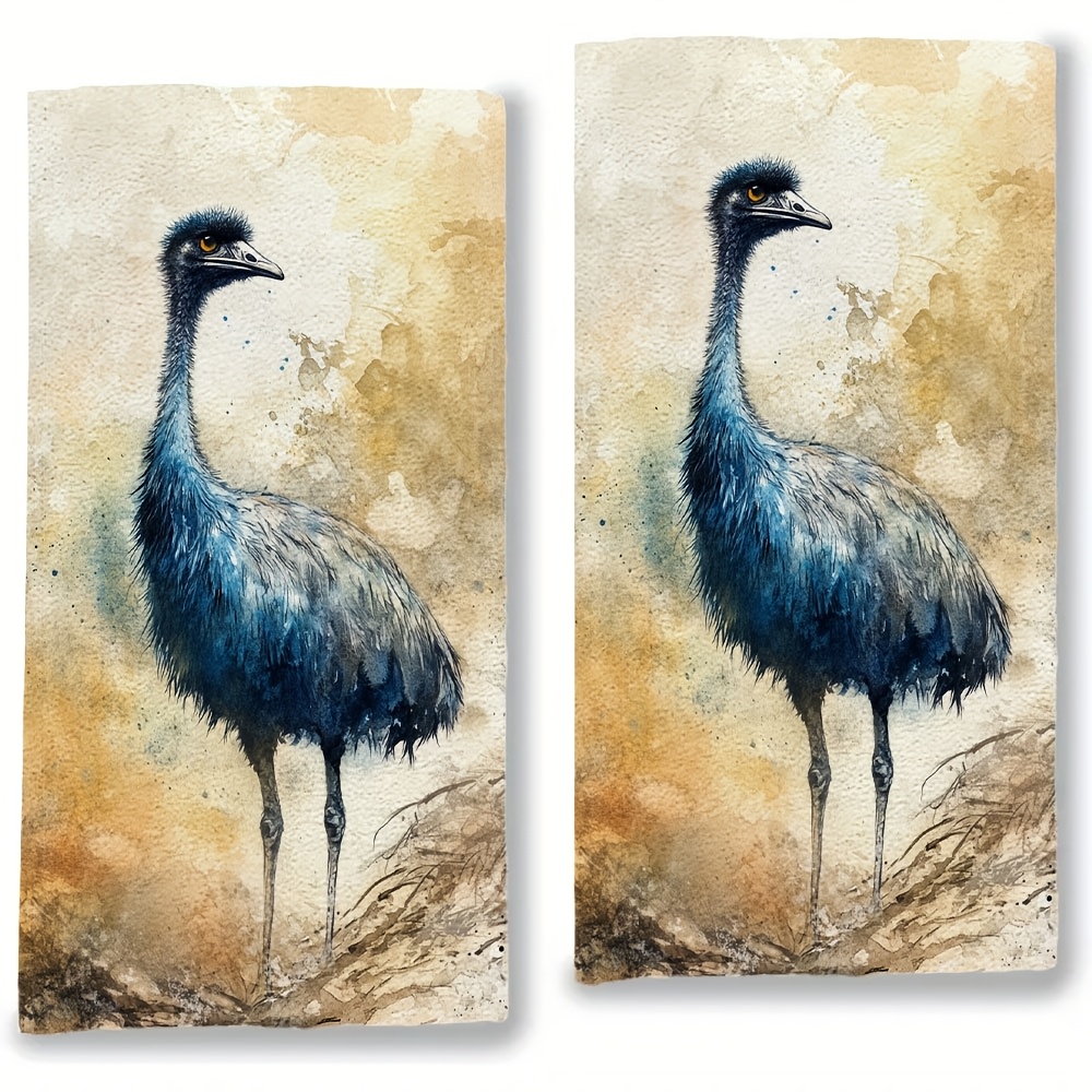 TEMU 2 Pieces Of Kitchen Towels, Featuring Strolling Through Outback, Symbolizing A Is Tall And Strong. Absorbent Dish Towels, Designed In A