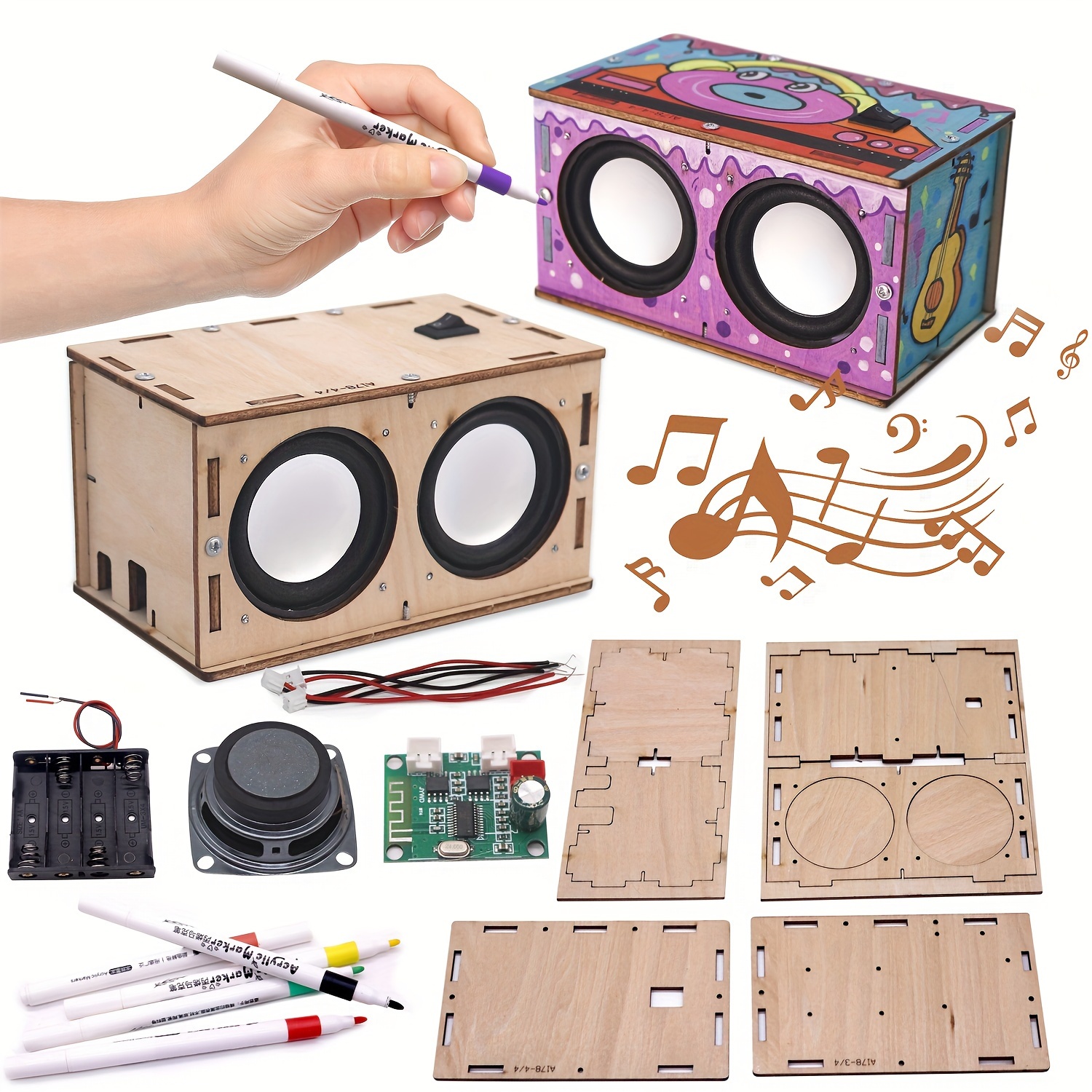 

Diy Speaker Box Puzzle Kit Electronic Build Your Own Portable Wood Case Speaker Sound - Science Experiment And Sound Amplifier For Kids Teens And Adults Science Toys