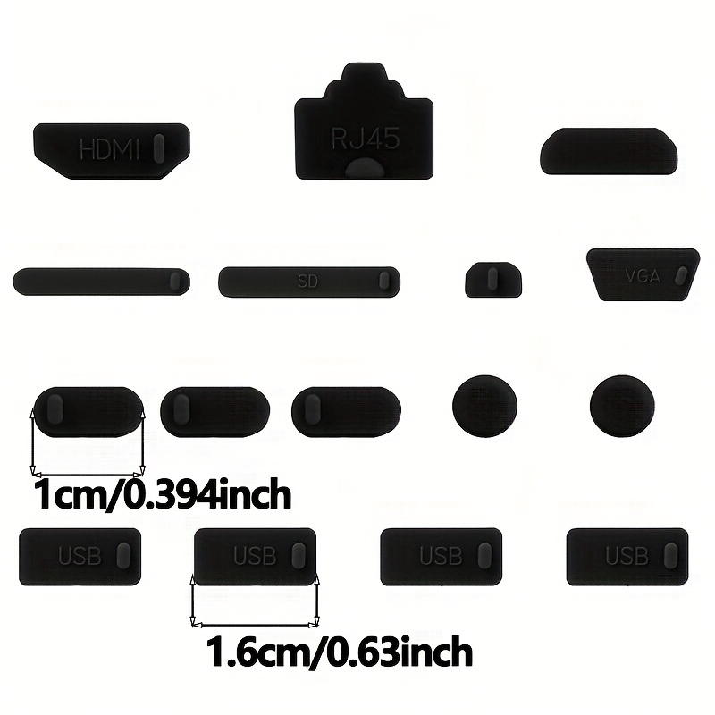 laptop dust plug universal 16pcs usb type c sd silicone anti dust notebook dustproof stopper computer interface waterproof cover details 6