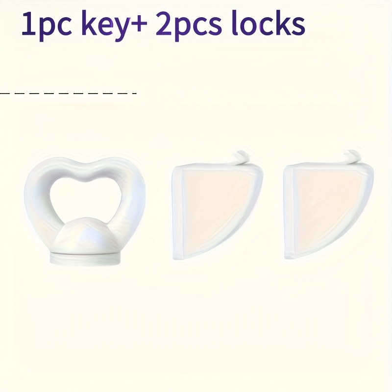 Image of 1pc Key And 2pcs Locks - Magnetic Door Opening | Multi-functional Drawer And Cabinet Lock | Hidden Design | Pinch-proof, No Finger Injury | Installation | For | Cabinet Lock | Furniture Lock