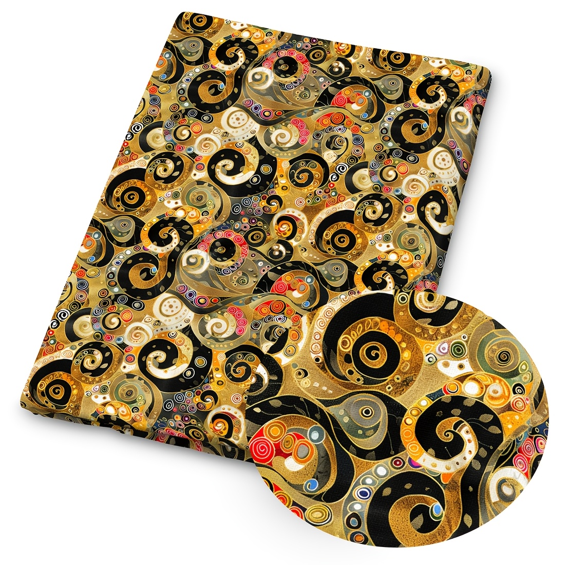 TEMU 1pc Klimt Style Art Print Fabric - 59 X 19.68 Inches (150 X 50cm) Pre-cut Polyester Fabric - Suitable For Diy Sewing, Scrapbooking, Tablecloths