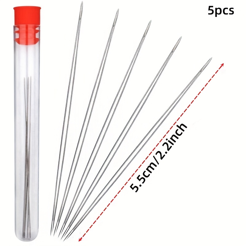 5pcs/set Beading Needles, Collapsible, Design For Making, Seed Beads & More, 5 Sizes , With Storage Bottle.