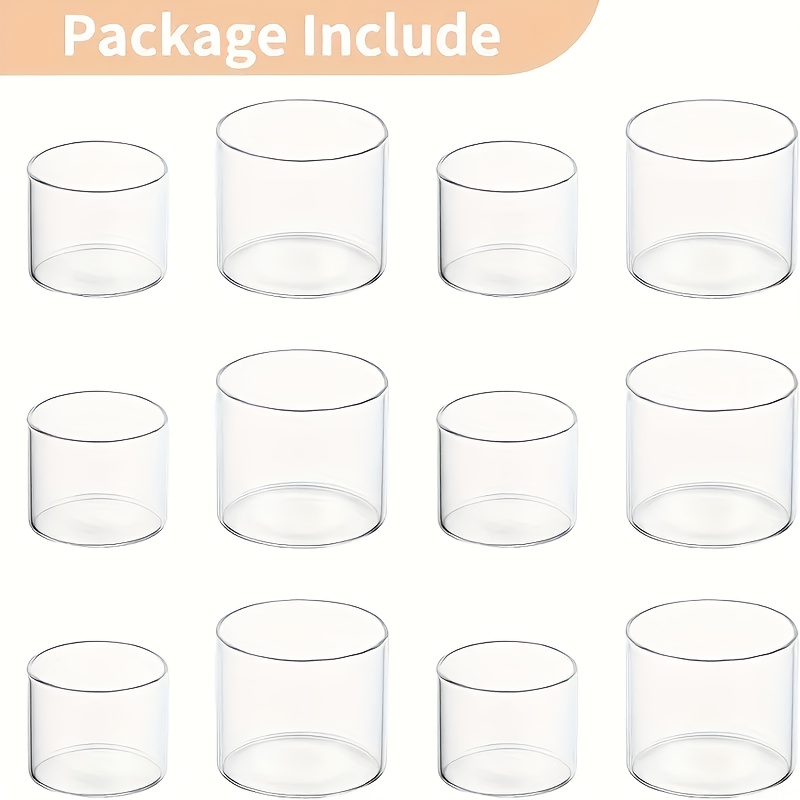 TEMU 12-pack Clear Glass Candle Holders, Cylindrical Tealight Cups For Floating Candles And Tealights, Wedding Table Centerpieces, Candle Vessels For