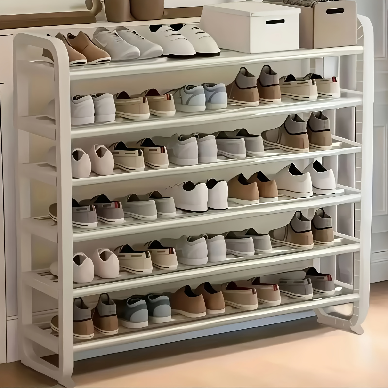 TEMU Space- Luxury Multi-tier High-quality Shoe Rack, Capacity For Up To 30 Pairs Of Shoes, Durable , Wood-free Iron Craft, Suitable For Entryway And