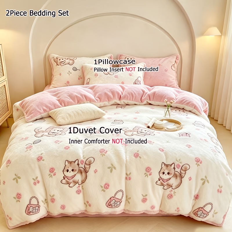 TEMU 2/3pcs Plush Duvet Cover Set - Includes Pillowcases, Plush Feel For Autumn/ , Bedroom Bedding For Single/double Beds, Does Not Pillow