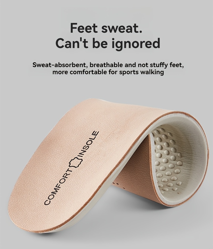 1 par de plantillas de verano de látex y piel de vaca para zapatos, unisex para uso diario, trabajo de oficina, estar de pie, caminar, deportes, correr, cómodas, informales, transpirables, absorbentes del sudor, amortiguadoras, con suela suave