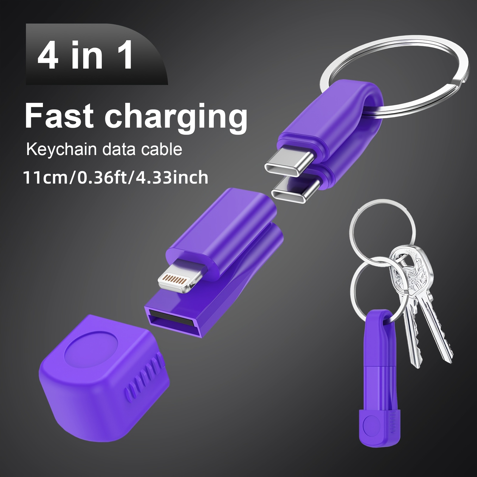 5in 1 keychain fast charging cable high speed data transfer fast   cable multiple interface for iphone   17 x macbook for samsung huawei oppo vivo keychain   for portable charging