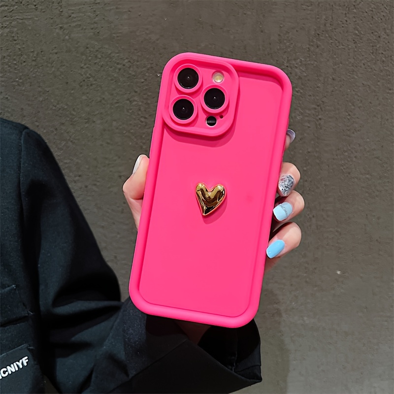3D Golden Love Frosted Mobile Phone Case Suitable for Apple 16promax//16plus/16/16pro/15promax/15pro/15plus/15/14/14Plus/14Pro/14ProMax/13/13Pro/13ProMax/12/12Pro/12ProMax/11/11Pro/11Pro Max