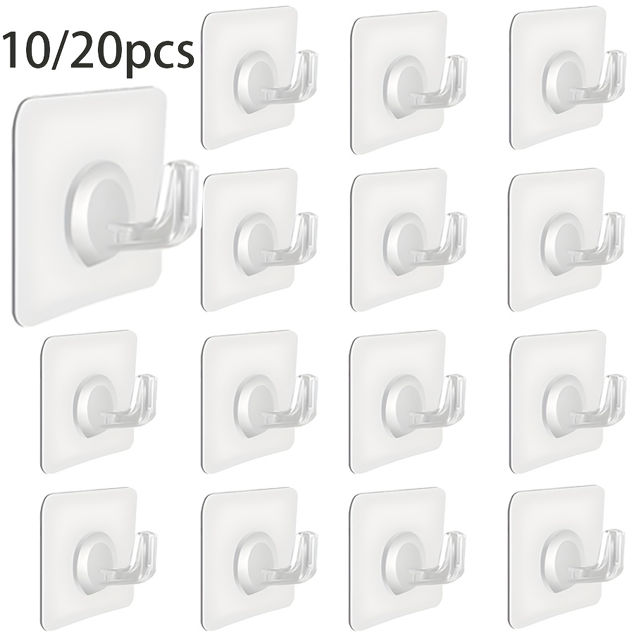 

10/20pcs Style Plastic Wall Hooks - Strong Adhesive, Traceless, Wall-mounted Storage Rack Patches, , No Drilling Required, Ideal For Bathroom, Kitchen, Office Door Accessories, Utility Hooks