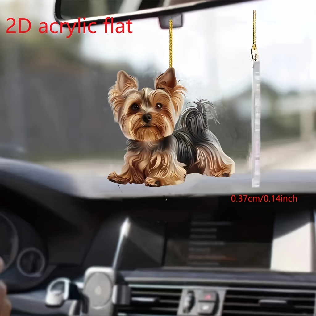 

1pc Cute Yorkshire Terrier Dog Hanging Ornament - 2d Acrylic Car Rearview Mirror Decor, Keychain Charm, Home Decor, Perfect For Party Favors And Gifts