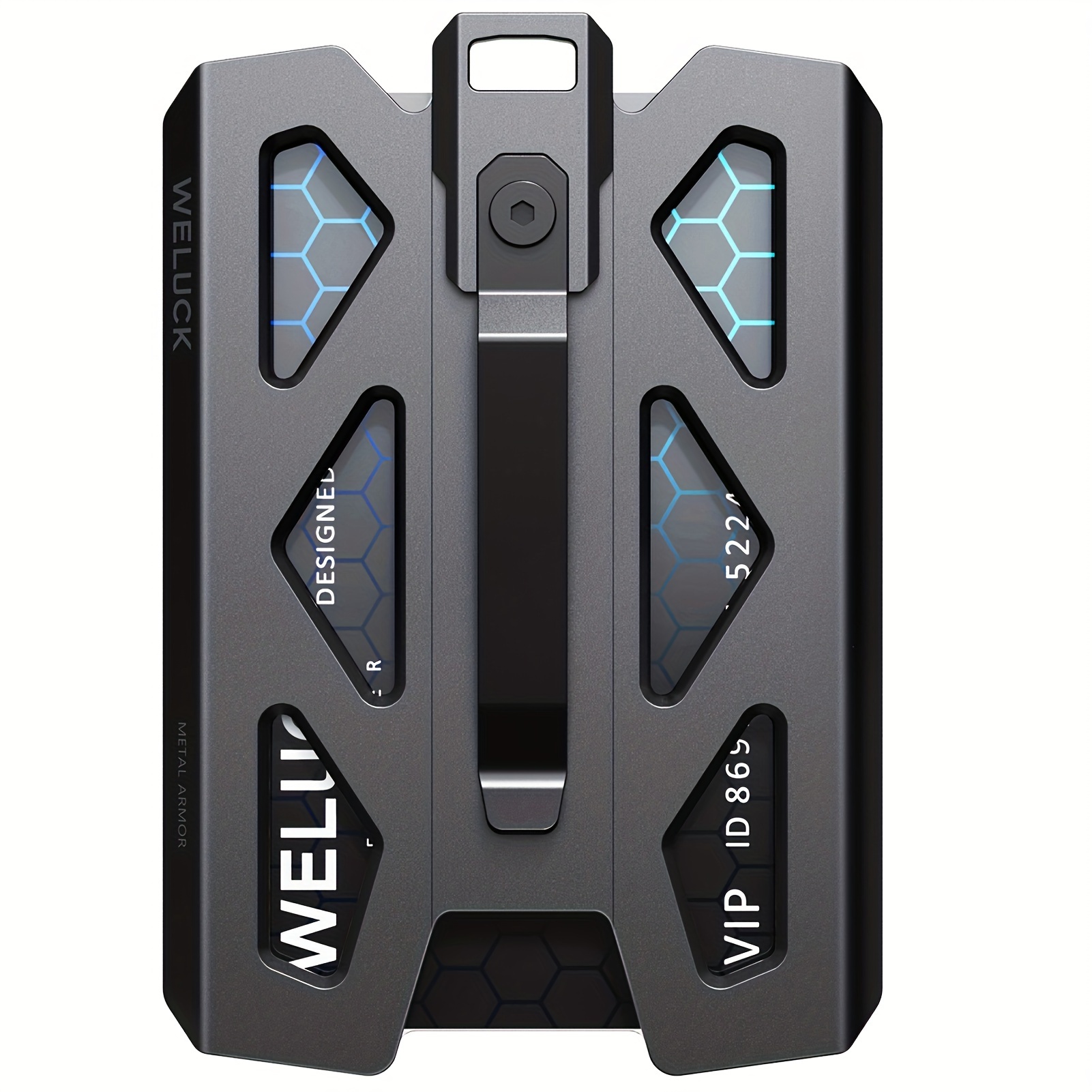 1pc Durable Aluminum Alloy *&#39;S Wallet ID Holder - Multi-Card Slot Credit Card Case with Secure Steel Clip for Pocket, Belt, Backpack, Keychain