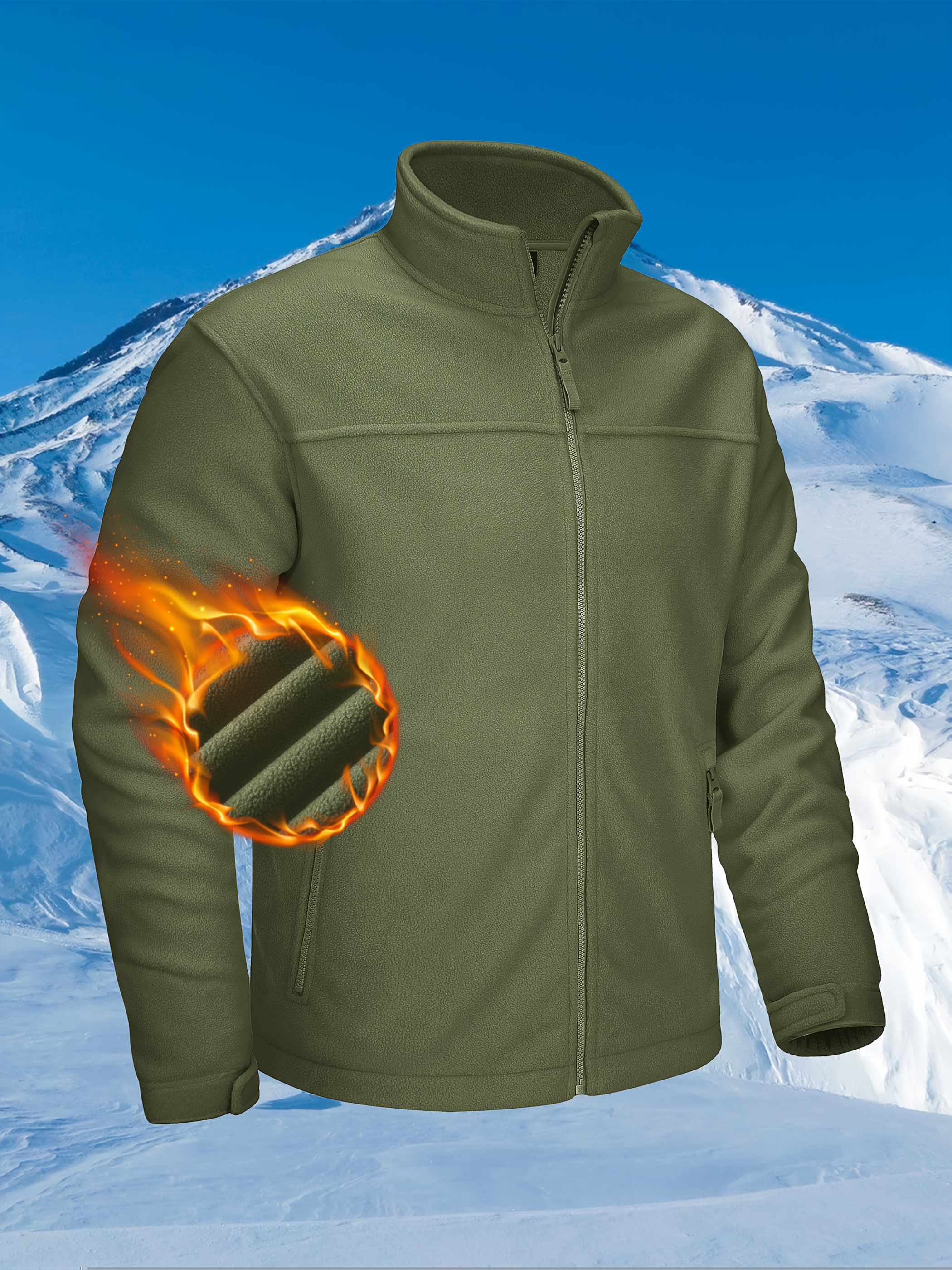 mens winter fleece jacket warm thermal soft coats windproof outdoor zip up jackets hiking camping jogging climbing casual