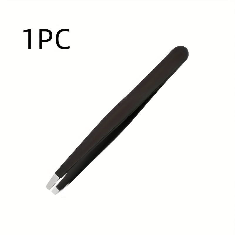 TEMU 1pc Flat Tweezers Eyebrow Tweezers Plucking Tweezers False Eyelash Clip