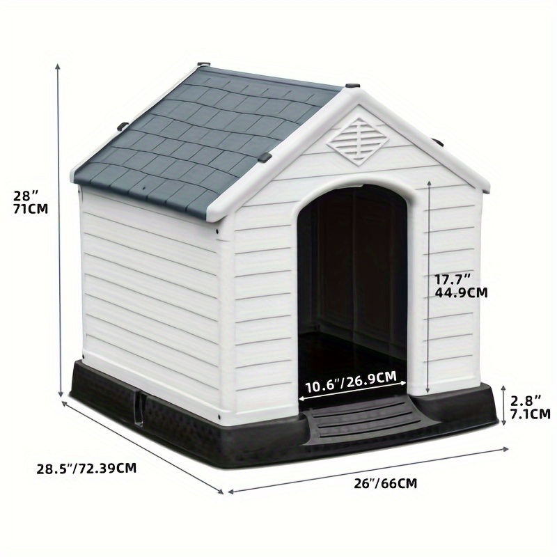 

Yardbliss Insulated Dog House - Large, Water-resistant Plastic Kennel With Air Vents & Elevated Floor For Indoor/outdoor Use, Easy , Sturdy Puppy Shelter (28.5"l X 26"w X 28"h, Gray)