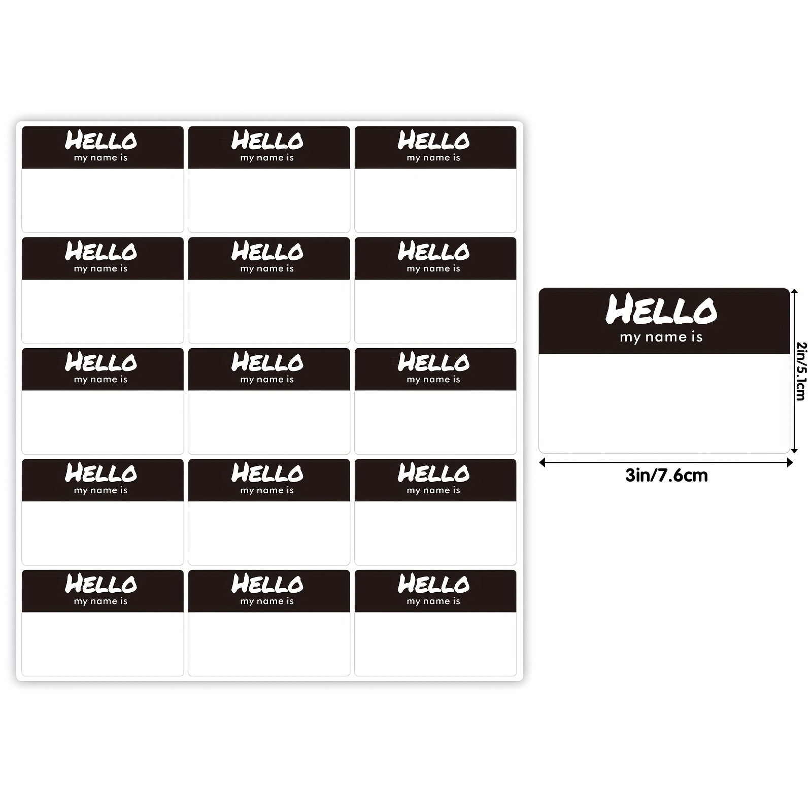 Image of 10 Sheets, 150 Stickers, Each Sticker Size 1.96*3in, 15 Stickers Per Sheet, Handwritten Name Label Stickers, Name Stickers, Visitor Stickers, Self-adhesive Labels