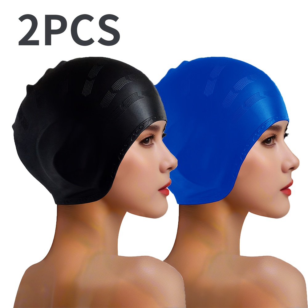 TEMU Due grandi da in silicone, un cappuccio per capelli lunghi da un cappuccio di protezione per le orecchie da , adatti per l'allenamento di per