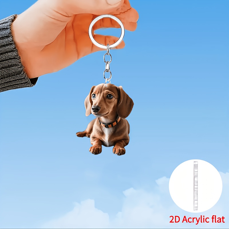 Image of [2d Flat] [2d Flat] 1pc Of 2d Acrylic Flat Keychain - A Waterproof Accessory, Ideal As A Gift Love Dachshunds, Perfect For Key Rings And Bag Charms For