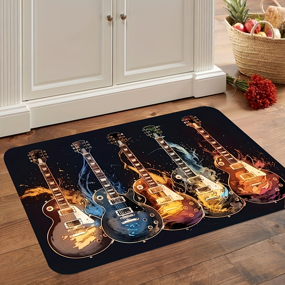 E-shop 1 Stück Amerikanische Gitarren-3D-Fußmatte – Lebendiges E-Gitarren-Design, Polyester-Matte für Haustür, Balkon, Arbeitszimmer, Spielzimmer –