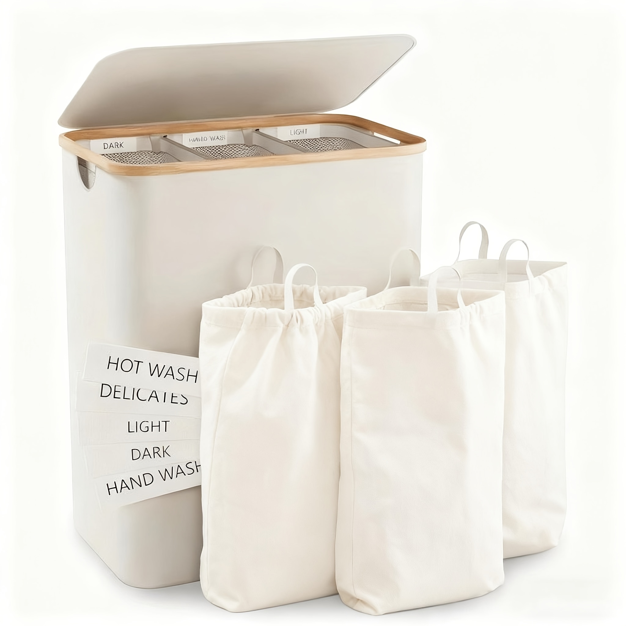 TEMU Panier à linge d'été 160L avec sacs intérieurs indépendants et couvercle, panier à linge de grande , panier à linge sale pour des remises de